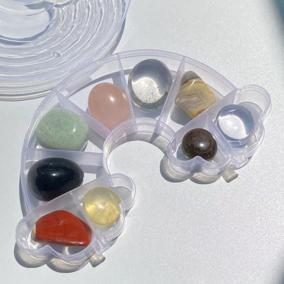 Rainbow Box of 9 Crystal Tumbled Stones